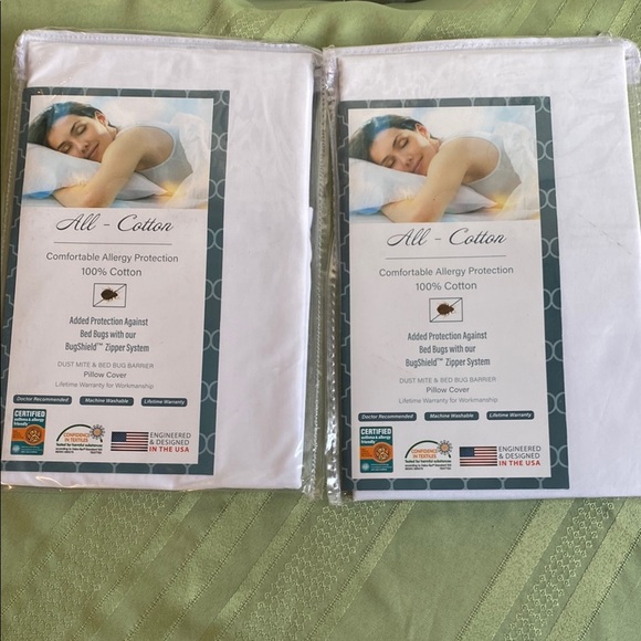 National Allergy Premium 100% Cotton Zippered Pillow Protector - Standard Size - Picture 1 of 4